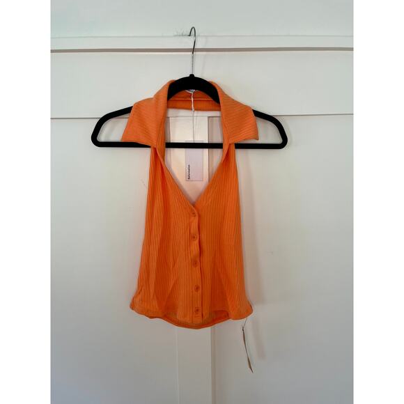 NEW NWT Reformation Bryleigh Knit Halter Top Tangerine Size Large - Picture 2 of 6